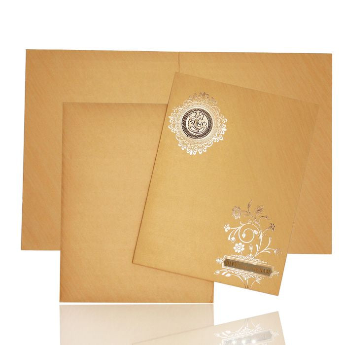 Gold Metallic Floral Print And Ganesha With Gold Foiling-KNR5702G-King of Cards