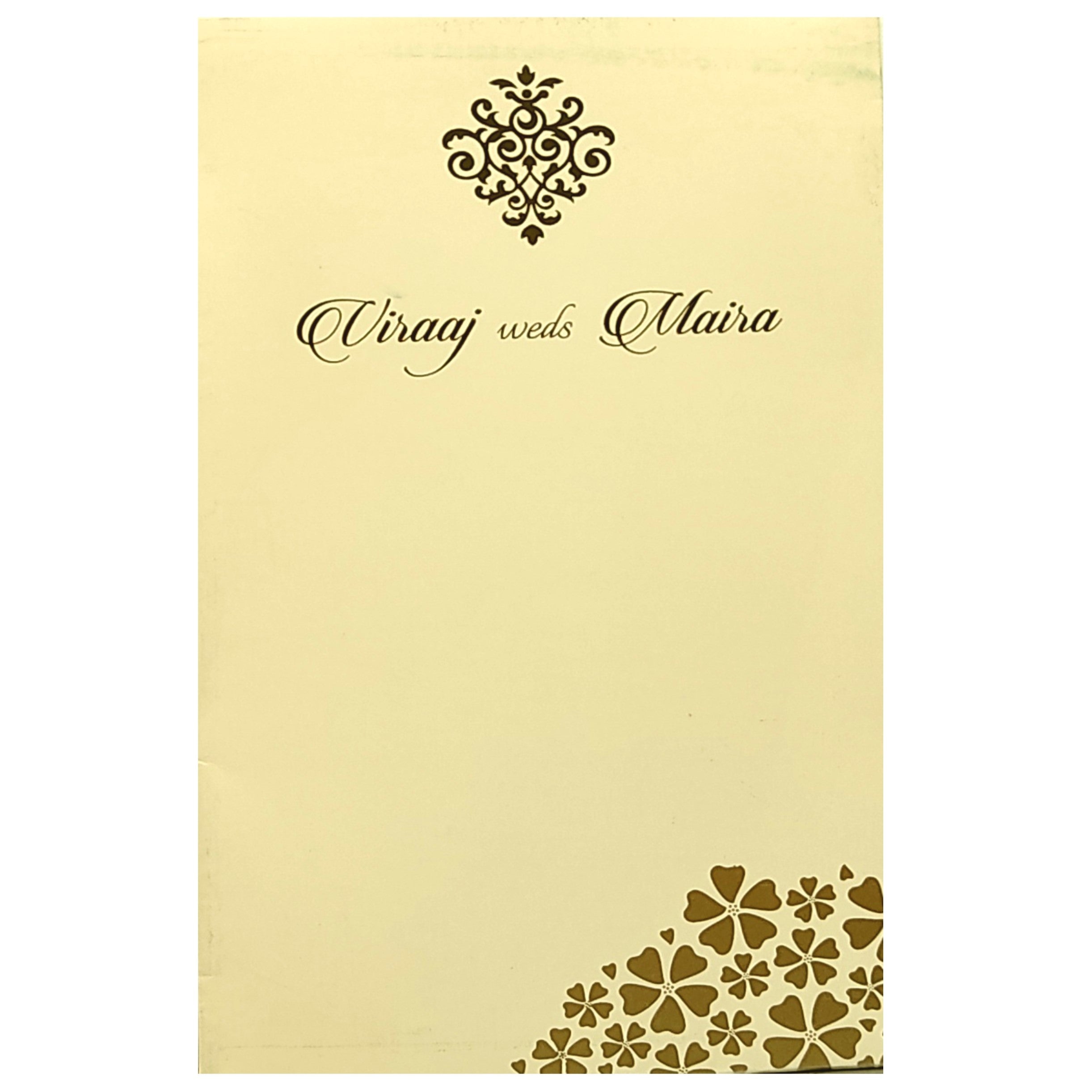 Cream Floral Single Sheet Invitation Card-KRC29871