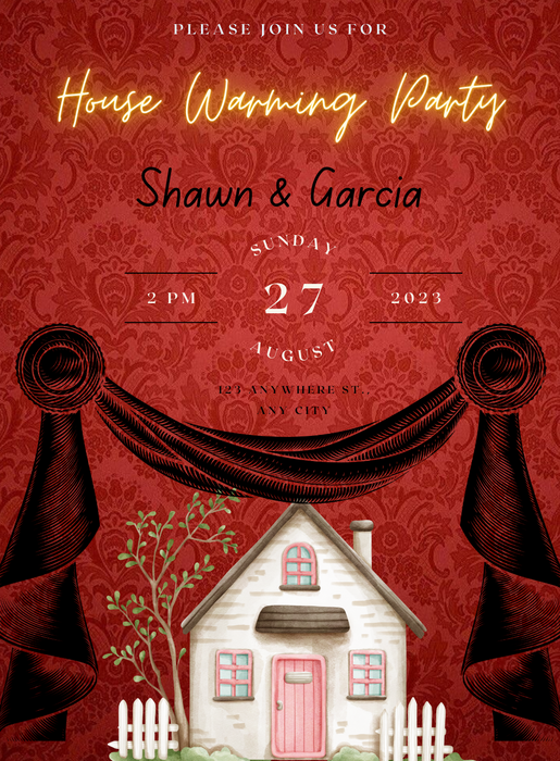 Red Background Housewarming Invitation-AAHMI0017
