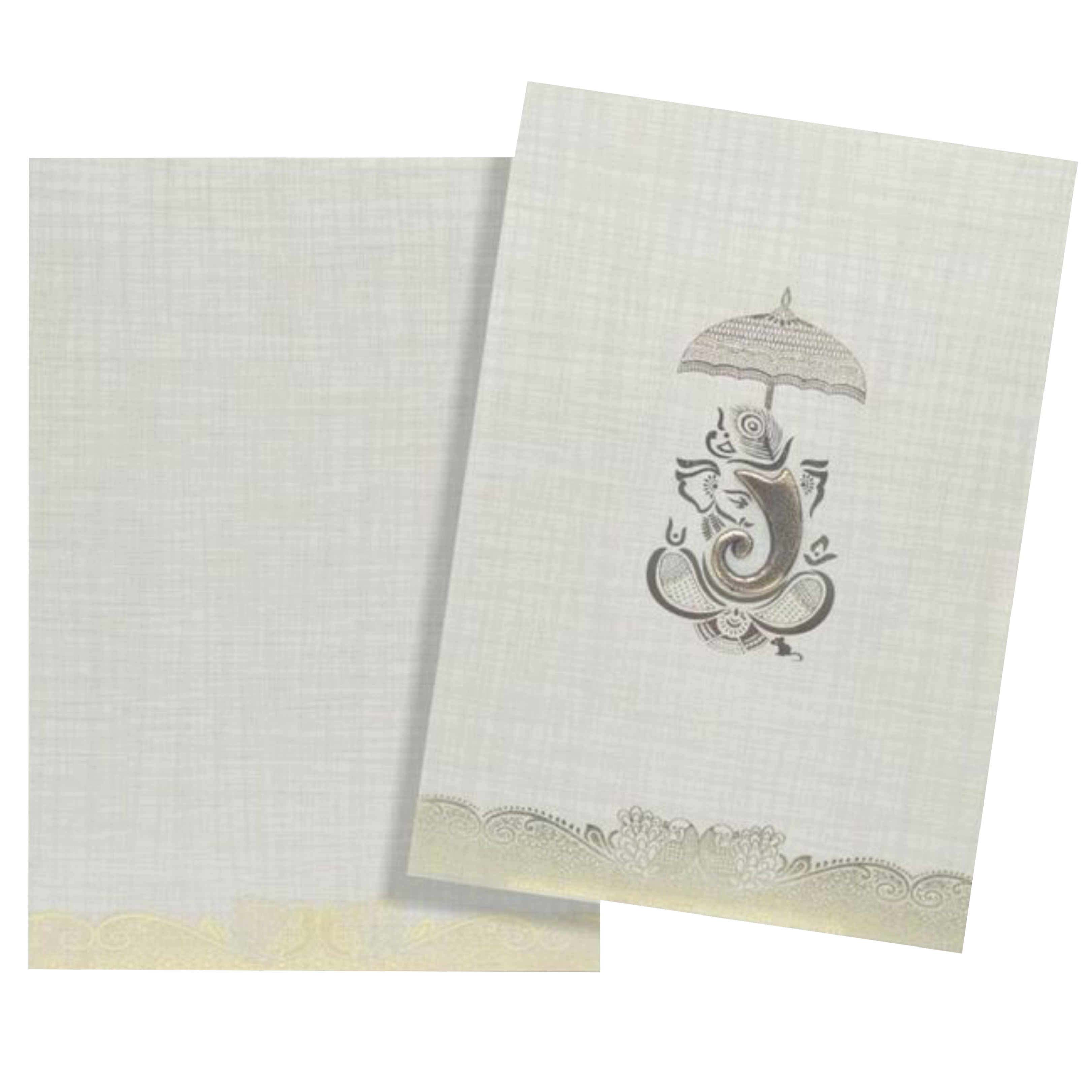 Grey Metallic Gold Foiling With Embossed Ganesha Trunk-KNCP25GG