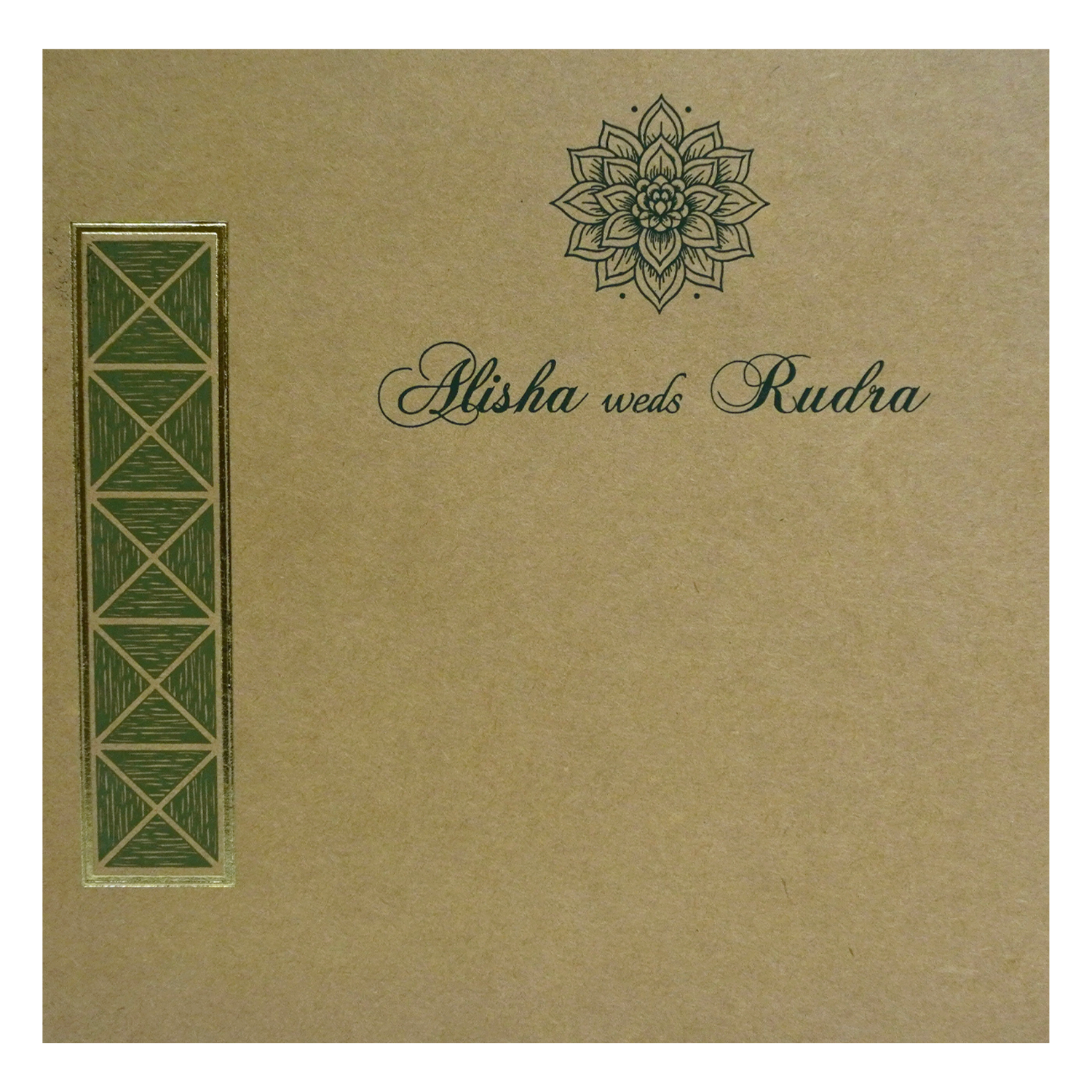 Khaki Brown Pattern Wedding Card-KRCS7462
