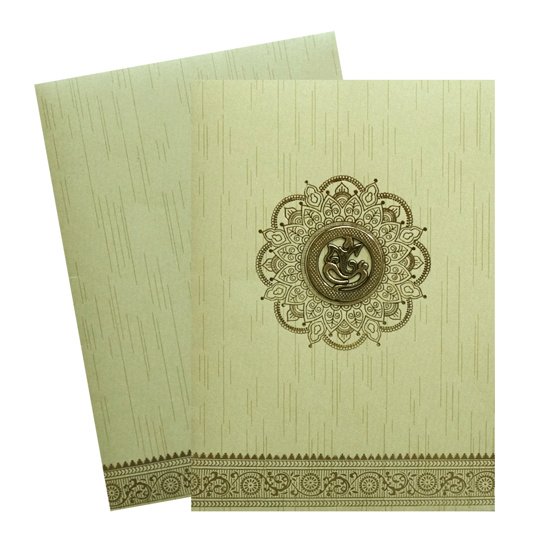 Pista Green Ganesha Wedding Card-KNKR026N