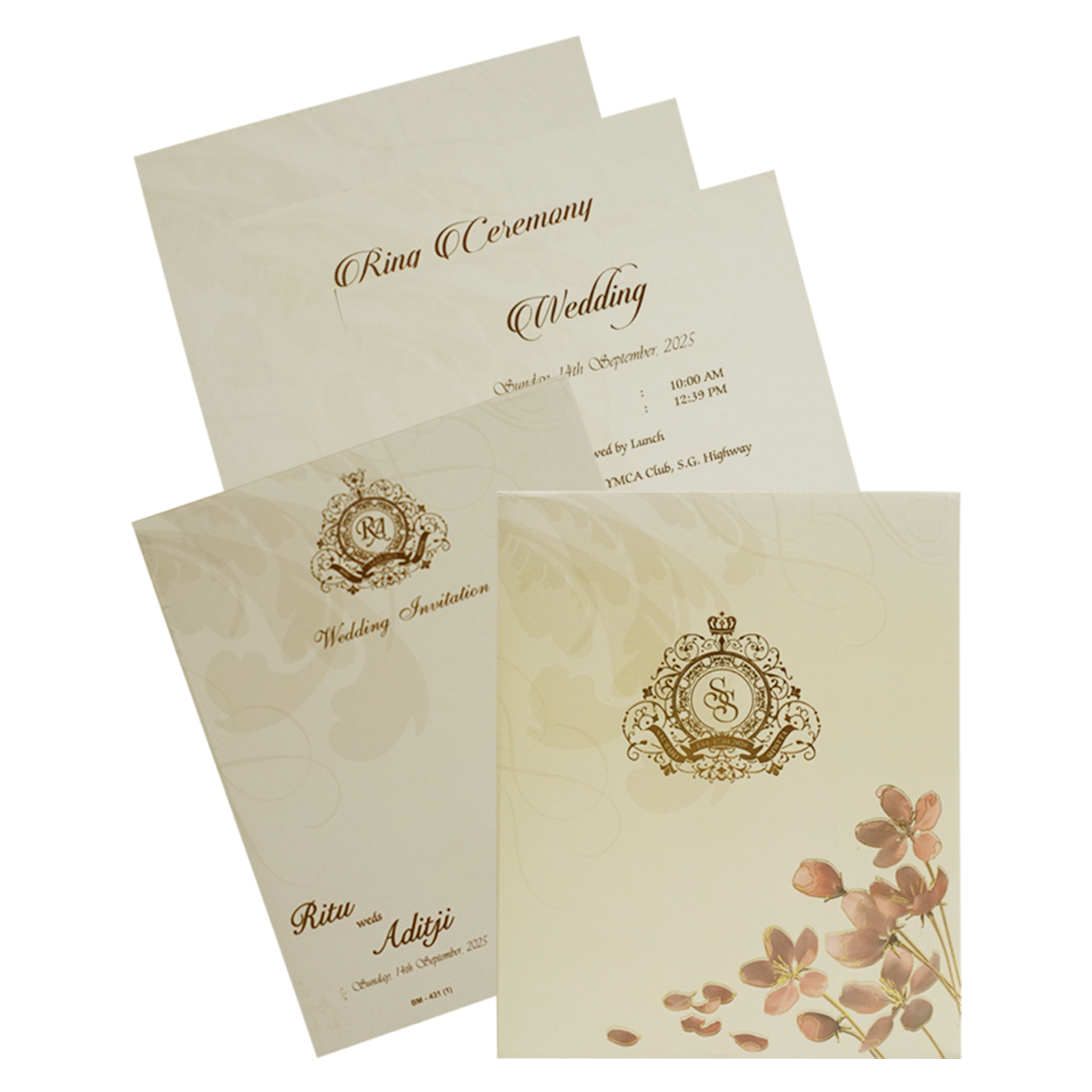 Make your event special with our exclusive Beige Royal Floral Wedding Card Design Order now! ?WhatsApp Support ?Express Delivery