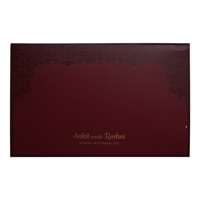 Maroon Premium Padded Wedding Invitation-King of Cards