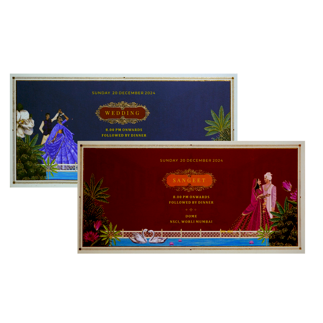 Maroon Elegant Padded Marriage Card-KBM04630