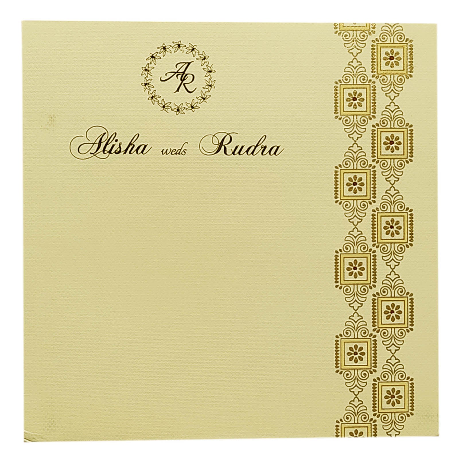 Cream Designer Single Sheet Invitation Card-KRCS6021