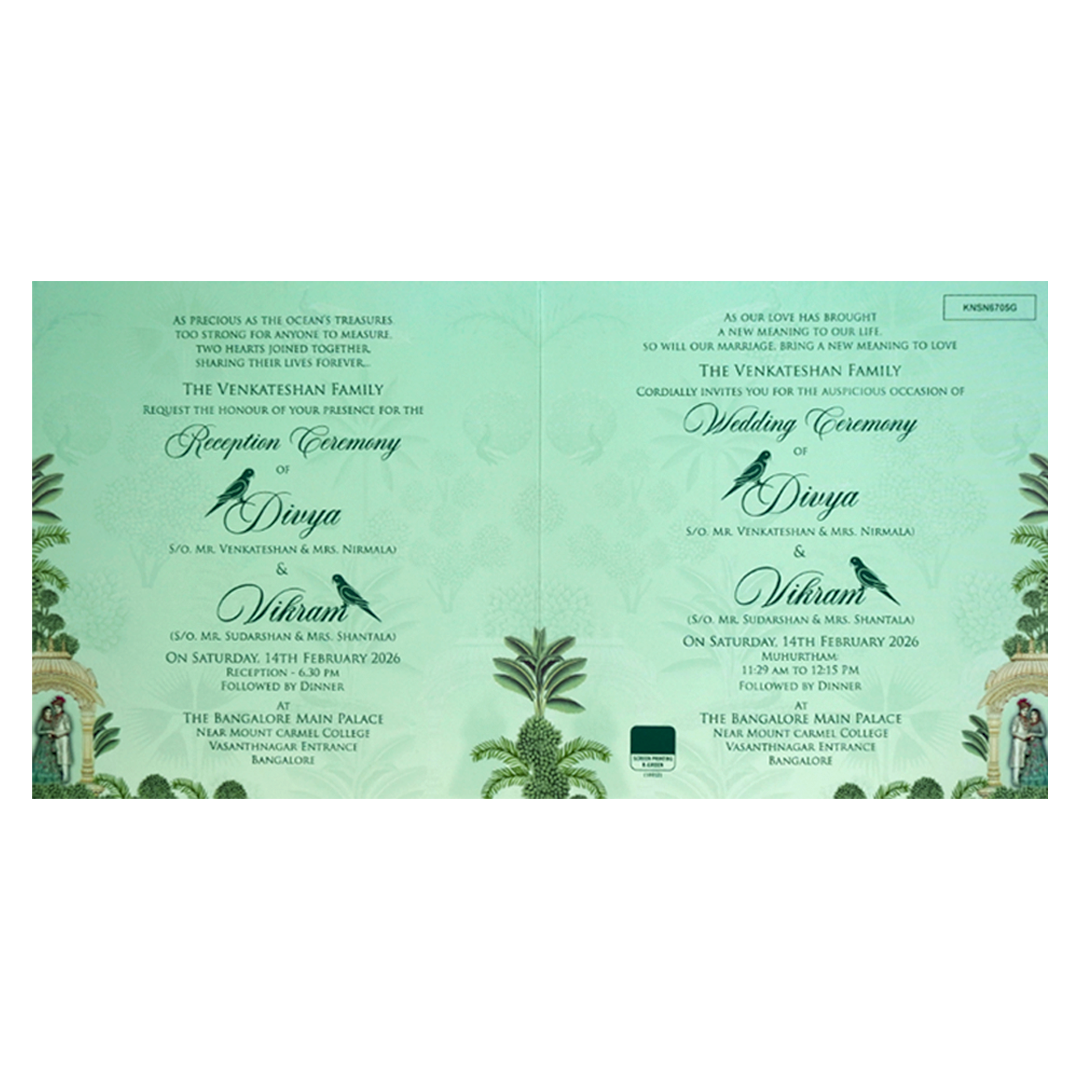 Green Traditional Nameplate Invitation Card-KNSN6705G