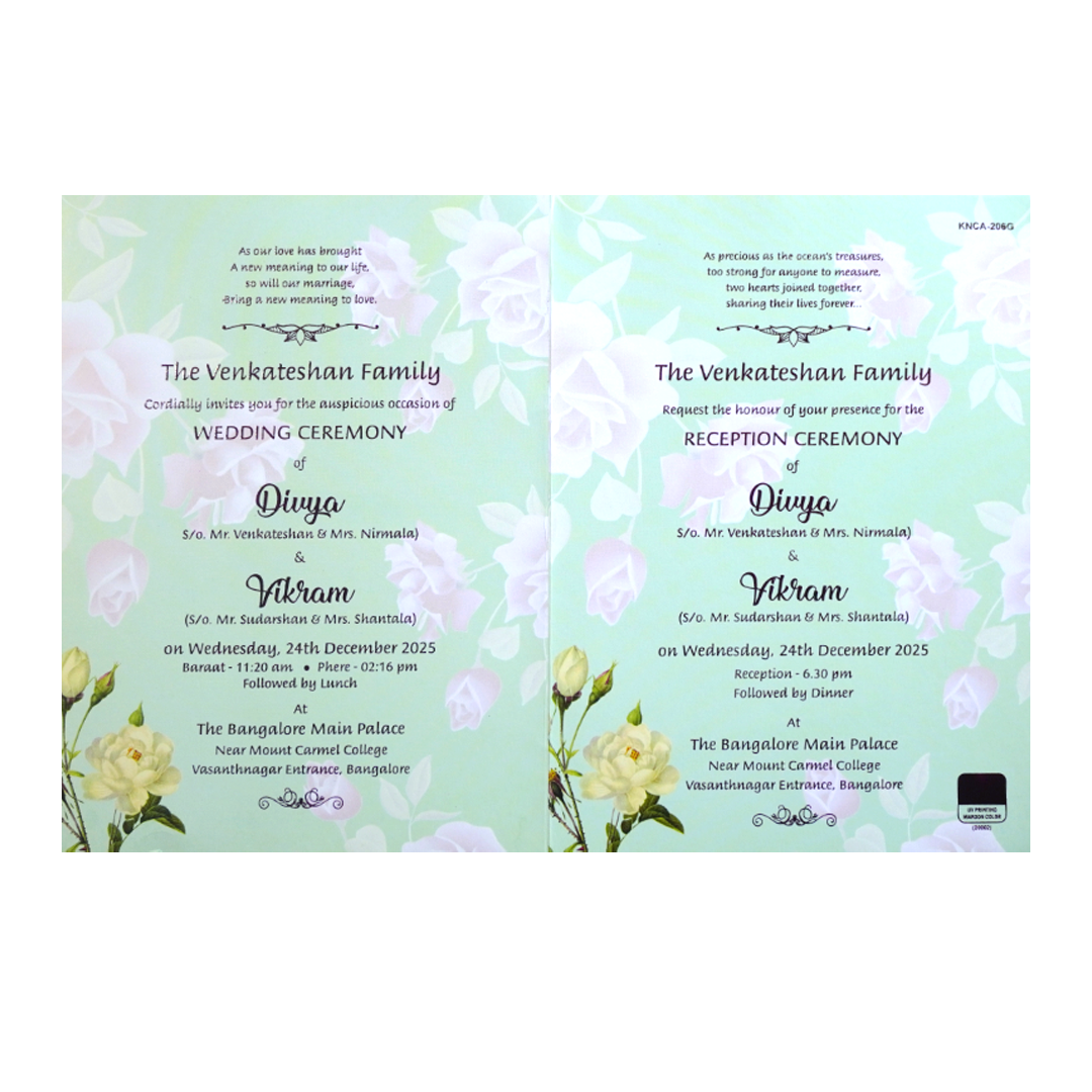 Green Classic Pastel Multicolour Floral Offset Print Design-KNCA206G