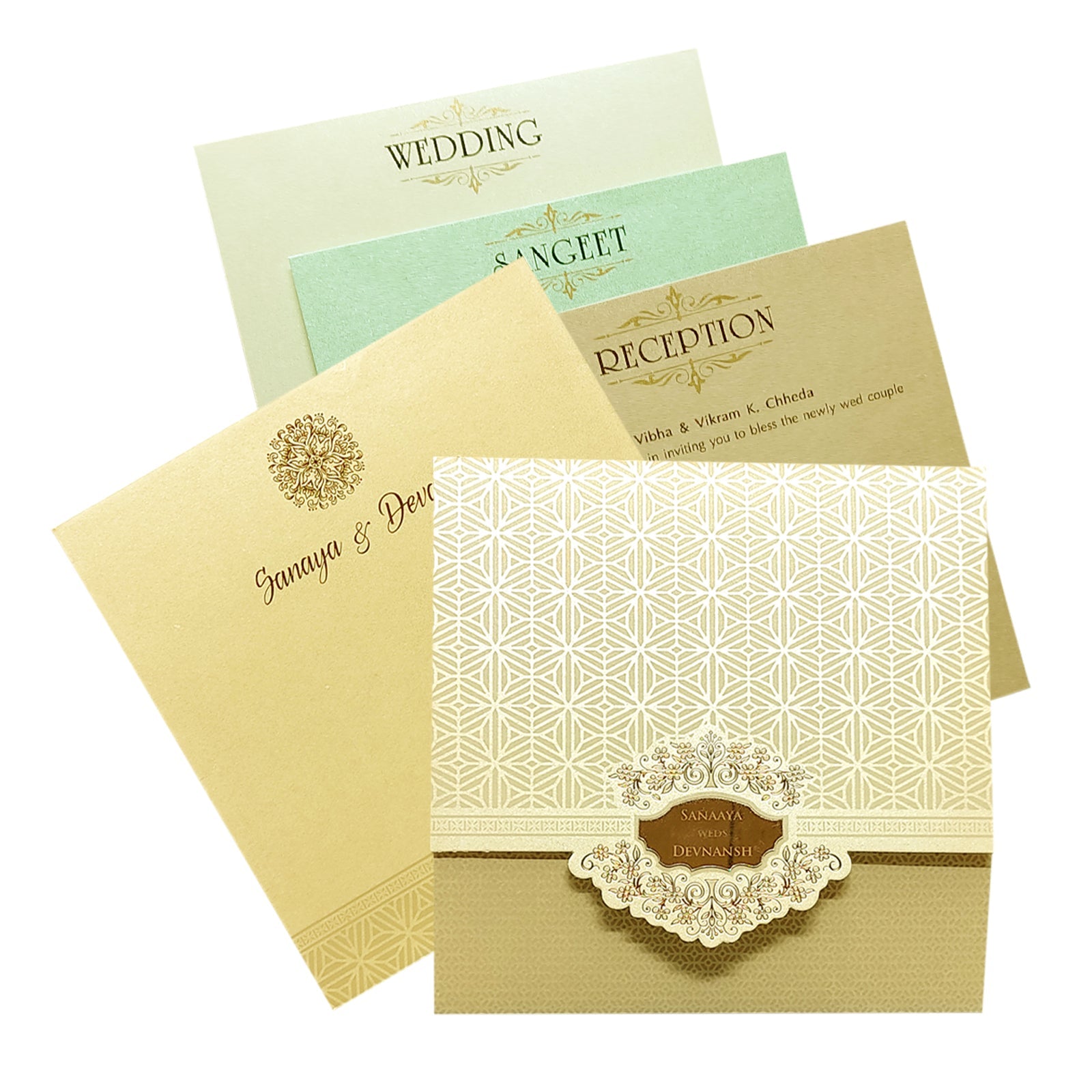 Mustard Cream Nameplate Invitation Card-KRC29091