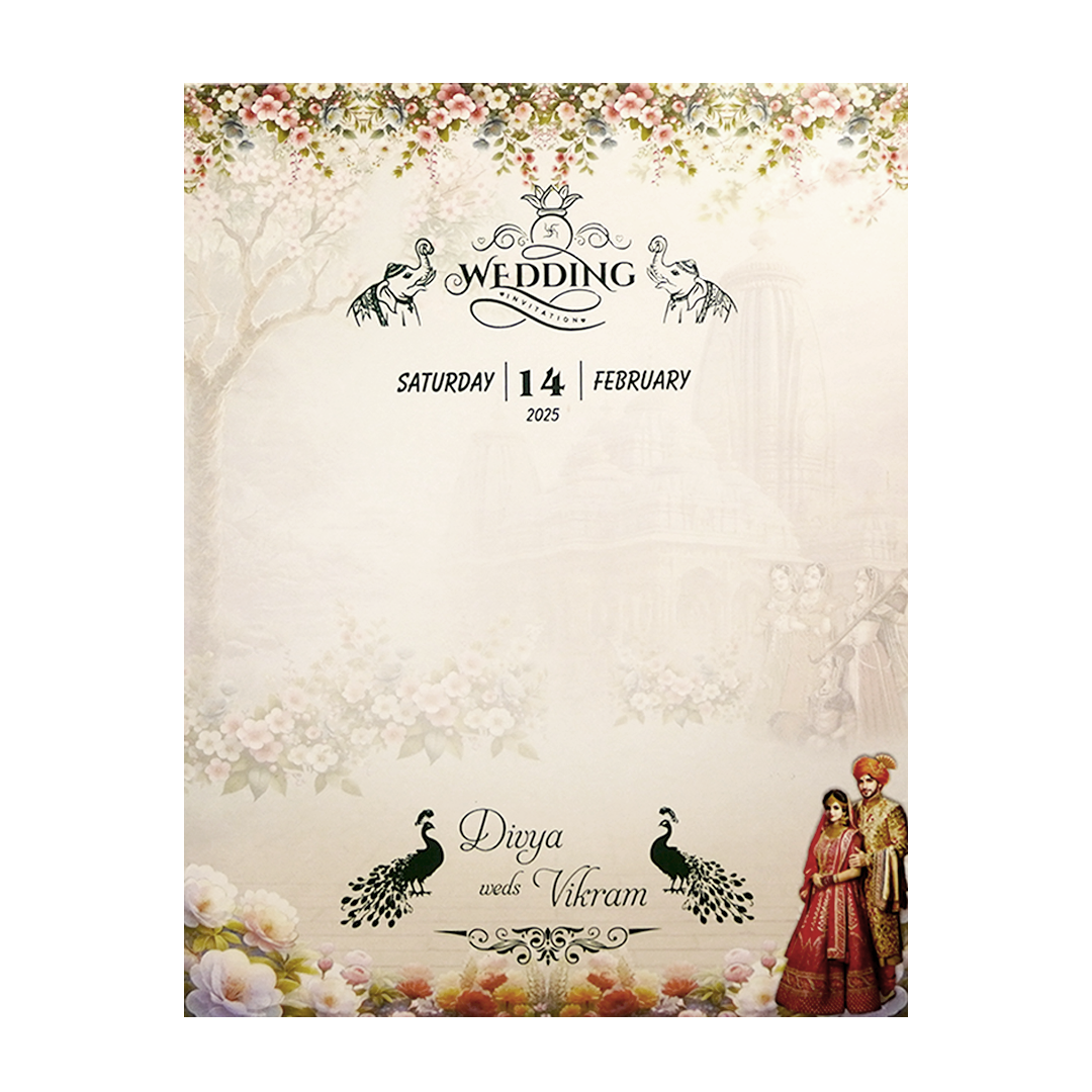 Grey Royal Bride Groom Box Wedding Card-KNKN6318