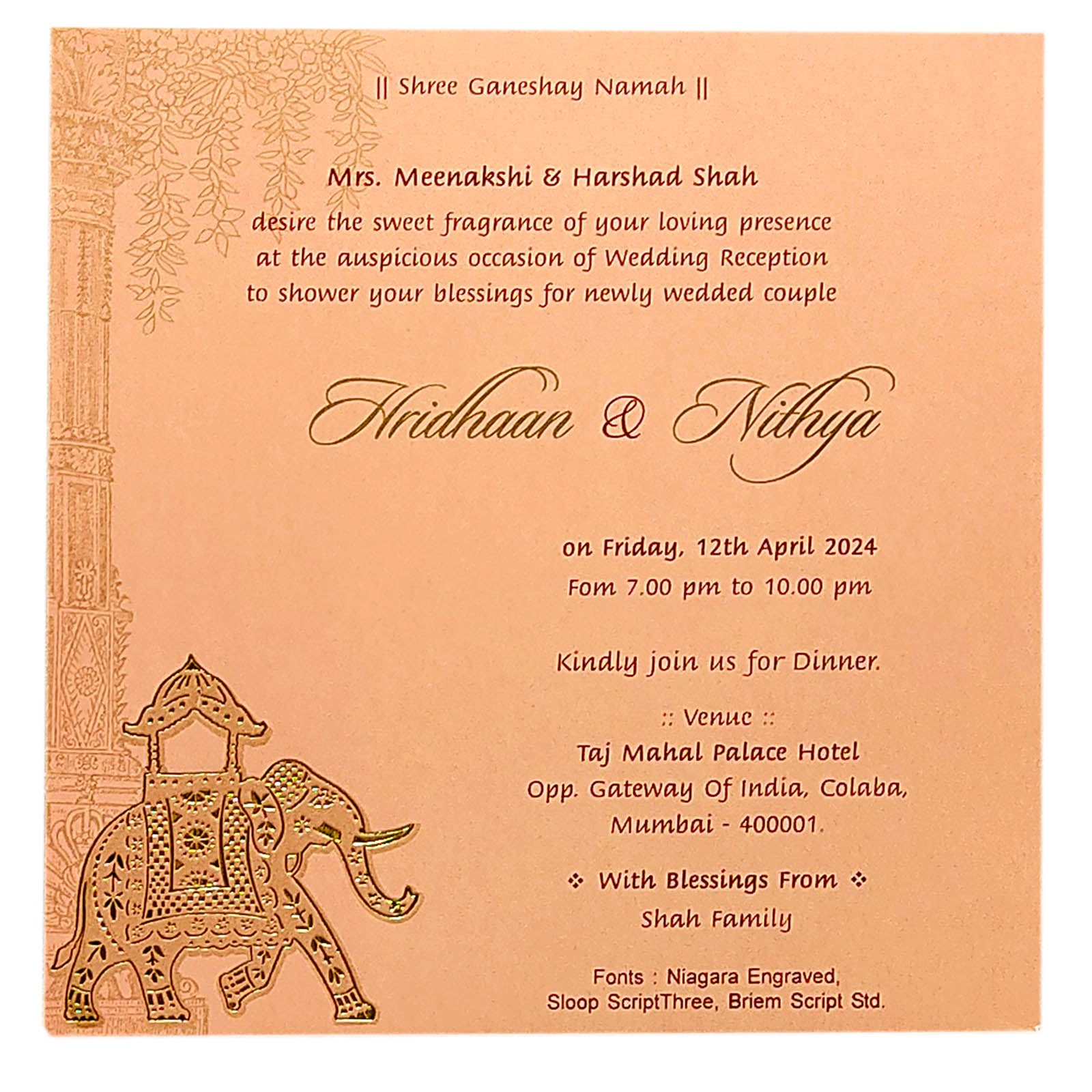 Light Pale Pink Single Sheet Invitation-KRCS5191