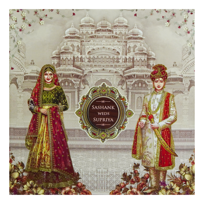 Beige Bride Groom Wedding Box-King of Cards