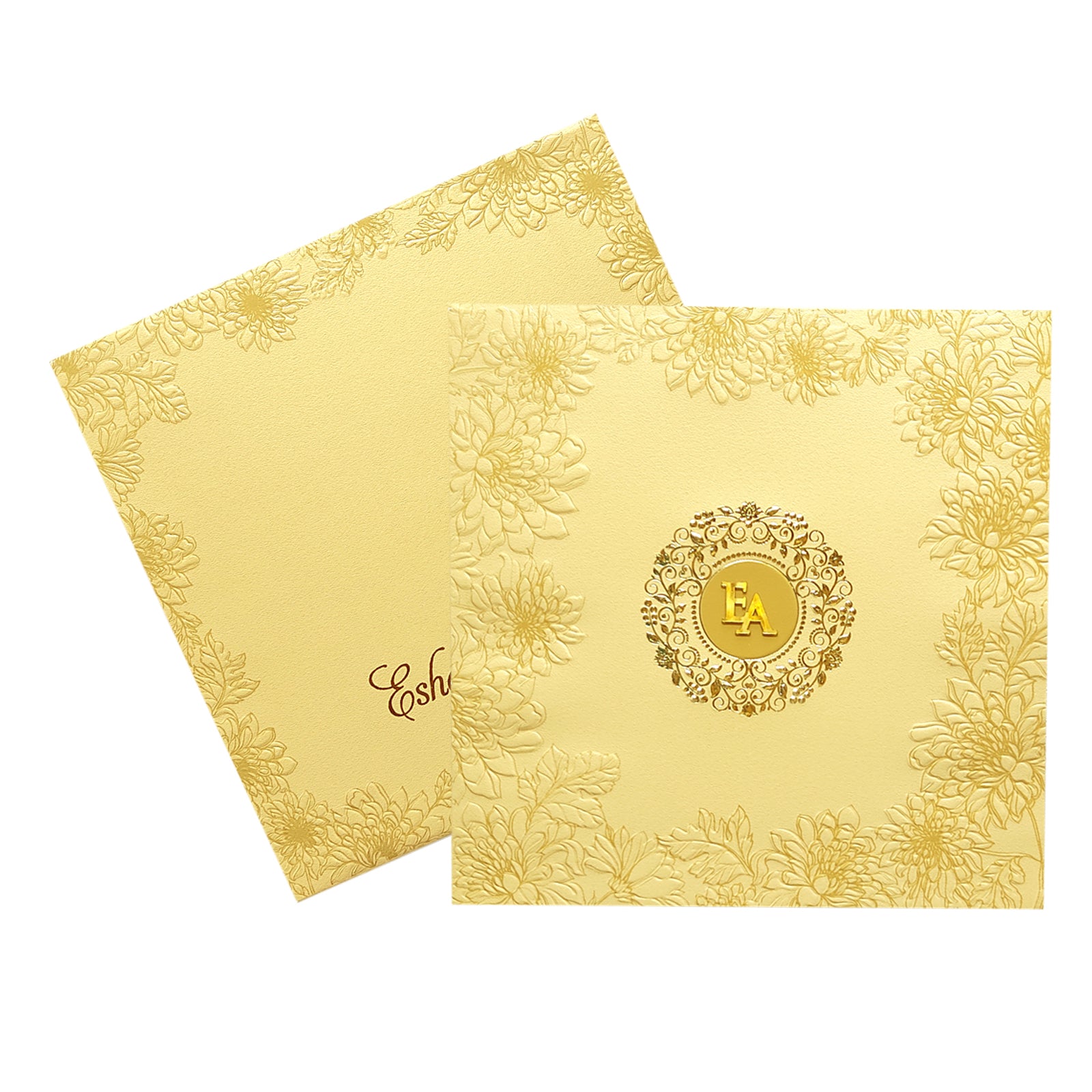 Khaki Brown Floral Box Marriage Card-KPR05340
