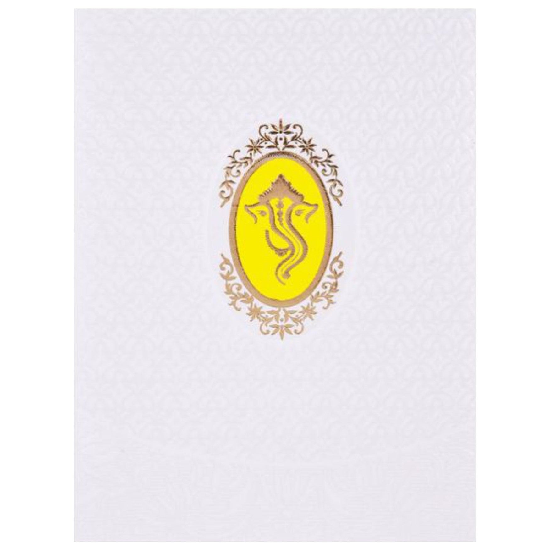 Lovely Ganesha With Yellow Backdrop Wedding Card - KNK2450