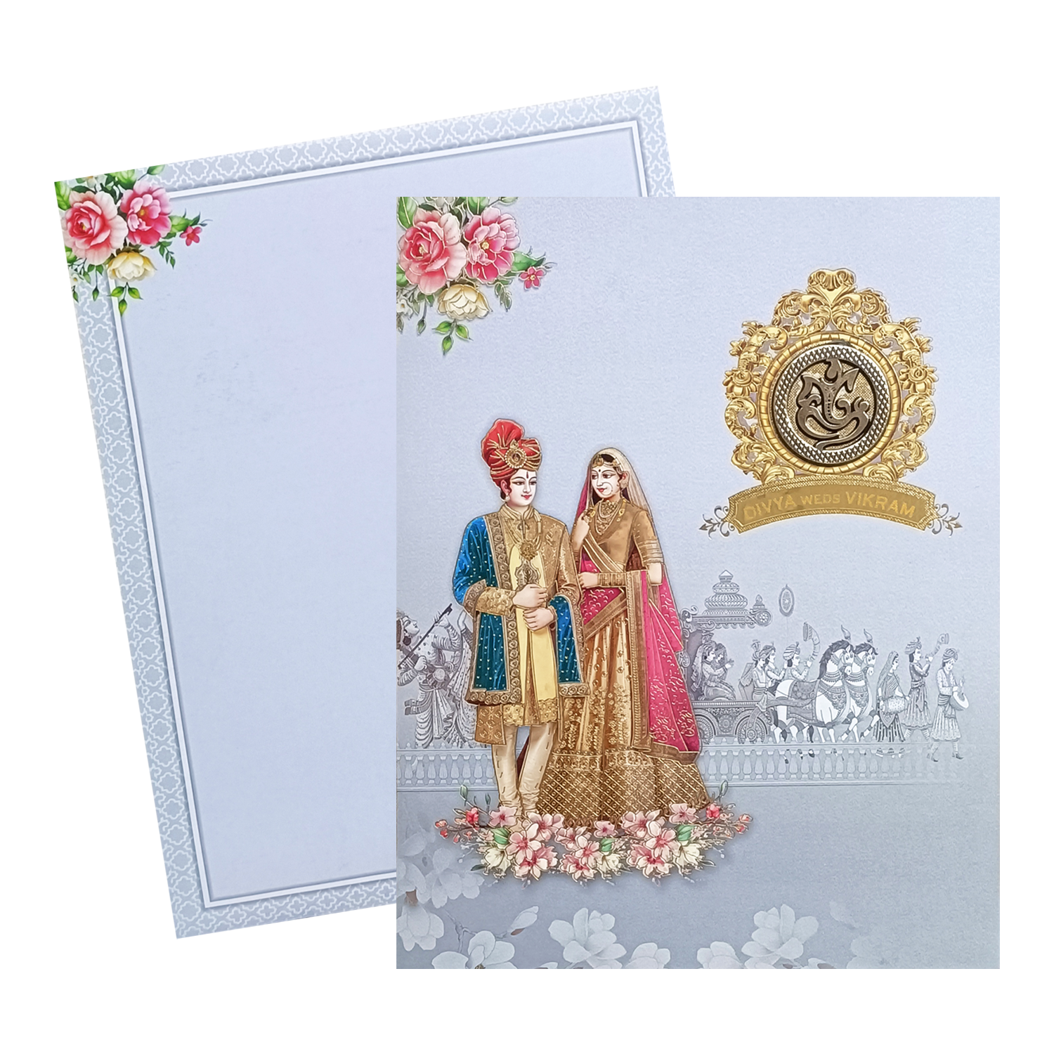 Light Gray Bride And Groom Invitation Card-KNKJ1137