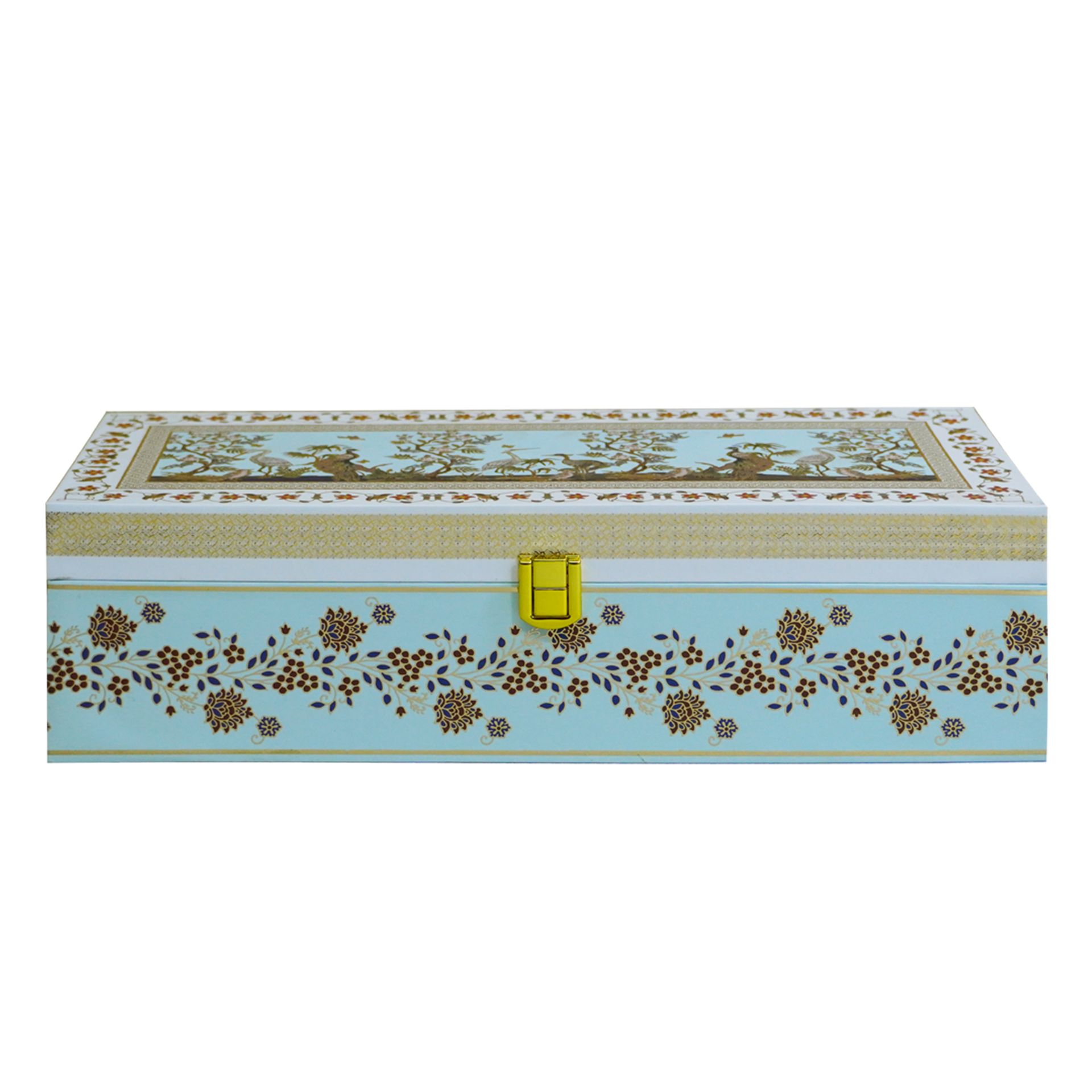 Light Blue Peacock Design Wedding Box Invitation-KBX1202