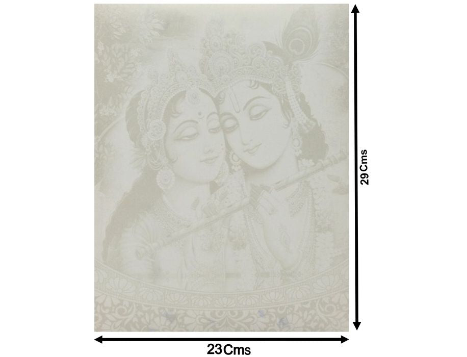 White Radha Krishna With Screen Printing And Gold Foiling-KNJS2053-King of Cards