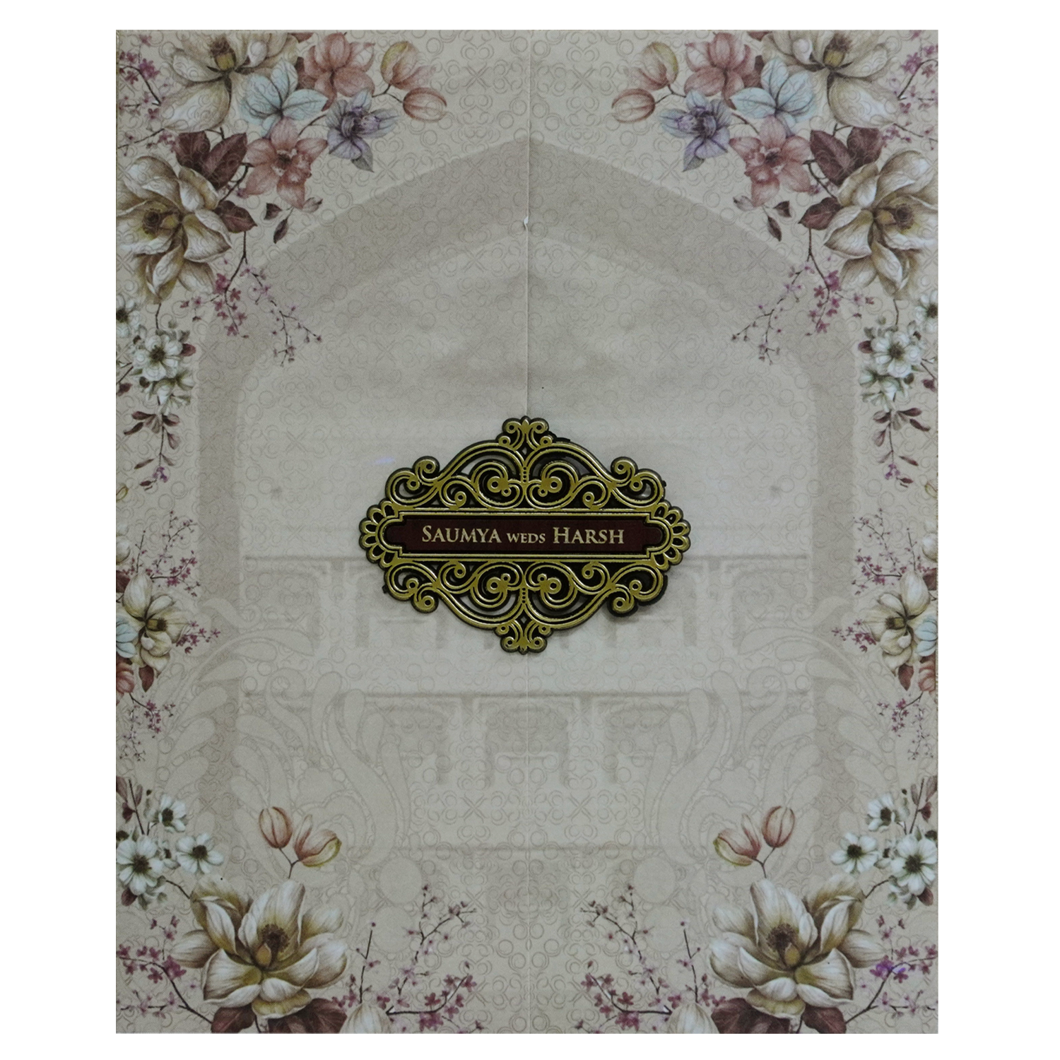 Light Peach Floral Design Invitation-KVN06960