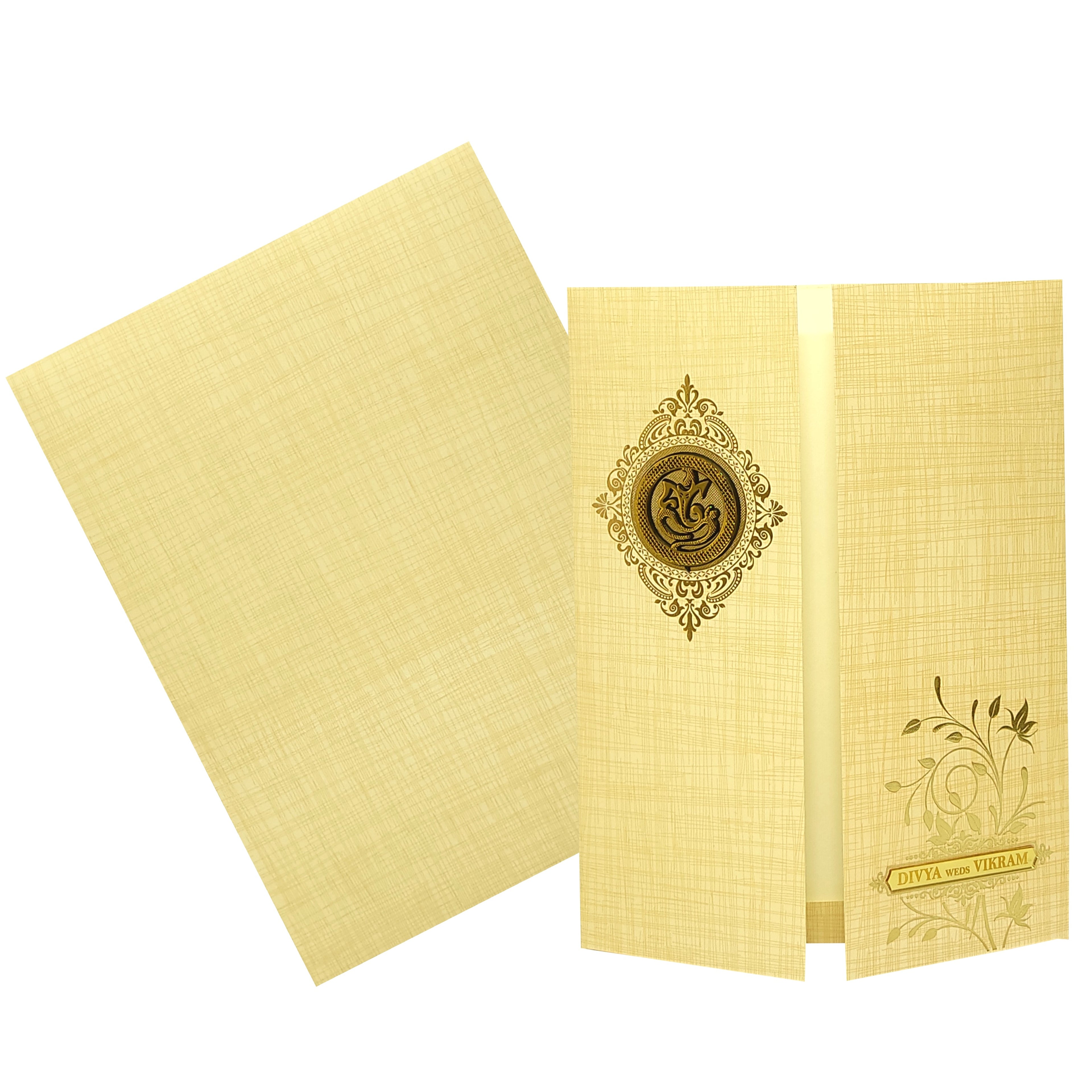 Sandal Metallic Open Door Type Floral Design In Gold Foiling-KNK7051S