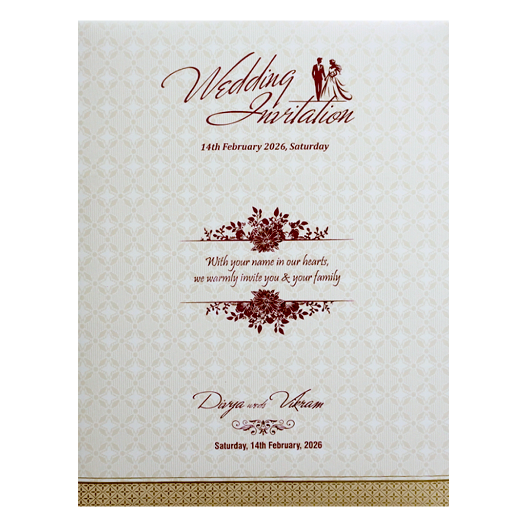 White Laser Cut Ganesha Invitation Card-KNJS2070