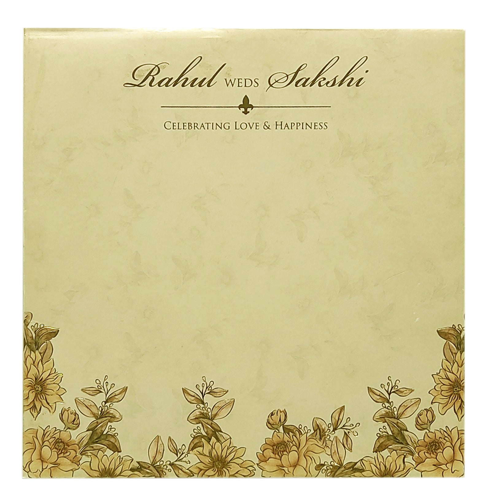 Golden Elegant Floral Lazer Cut MDF Wedding Card-KPR08810