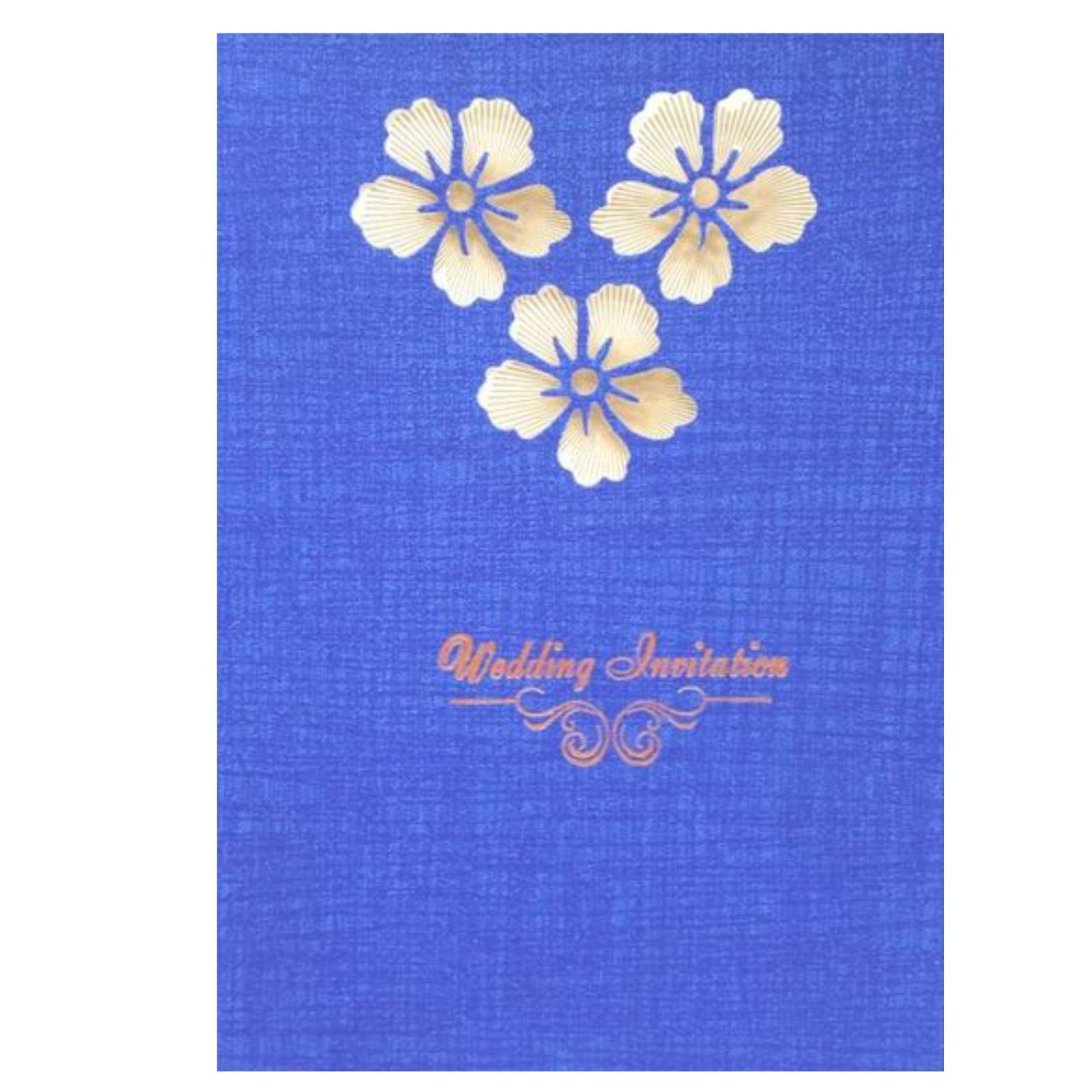 Blue die cut Floral Invitation Card With Stylish Font Message-KNCPC425