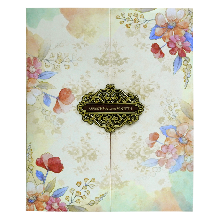 Cream Floral Design Invitation-King of Cards