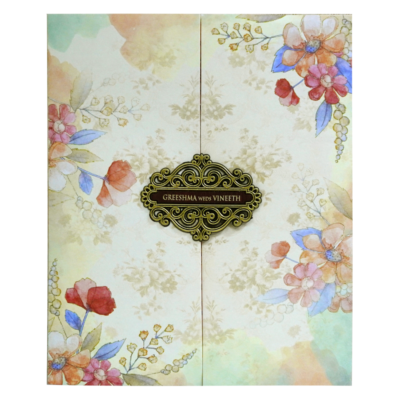 Cream Floral Design Invitation-KVN06890