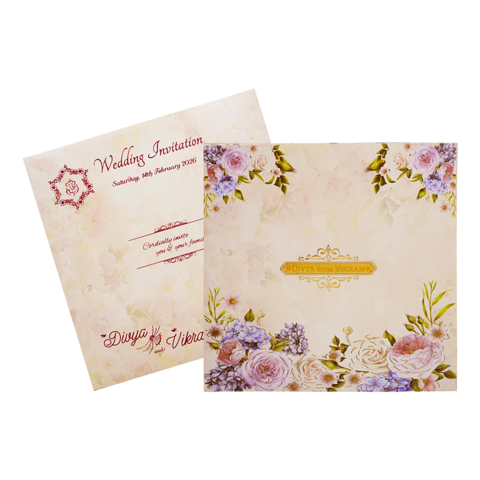 Pastel Pink Floral Sonnet Offset Print Design With Name Plate-KNSN6701P-King of Cards