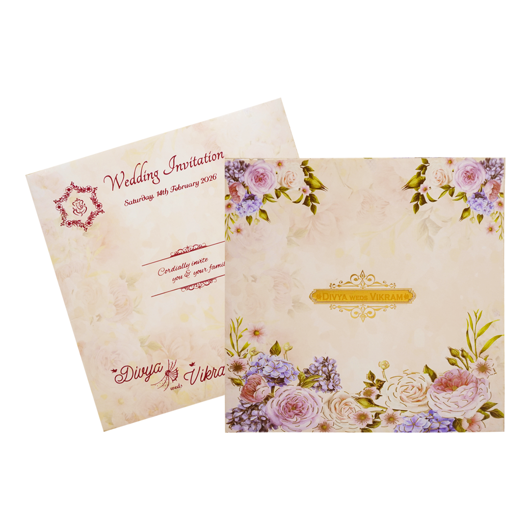 Pastel Pink Floral Sonnet Offset Print Design With Name Plate-KNSN6701P