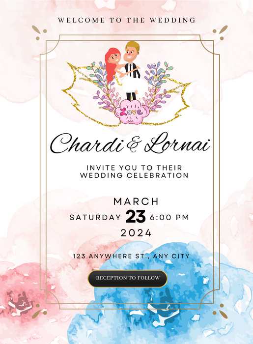 Splash of Color Custom Wedding Invitations-AACUW007