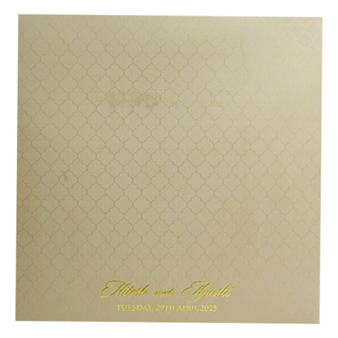 Light White Embossed Padded Wedding Card-Kpr20130