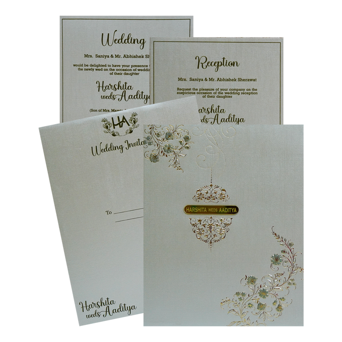 Greyish Green Padded Invitation-King of Cards