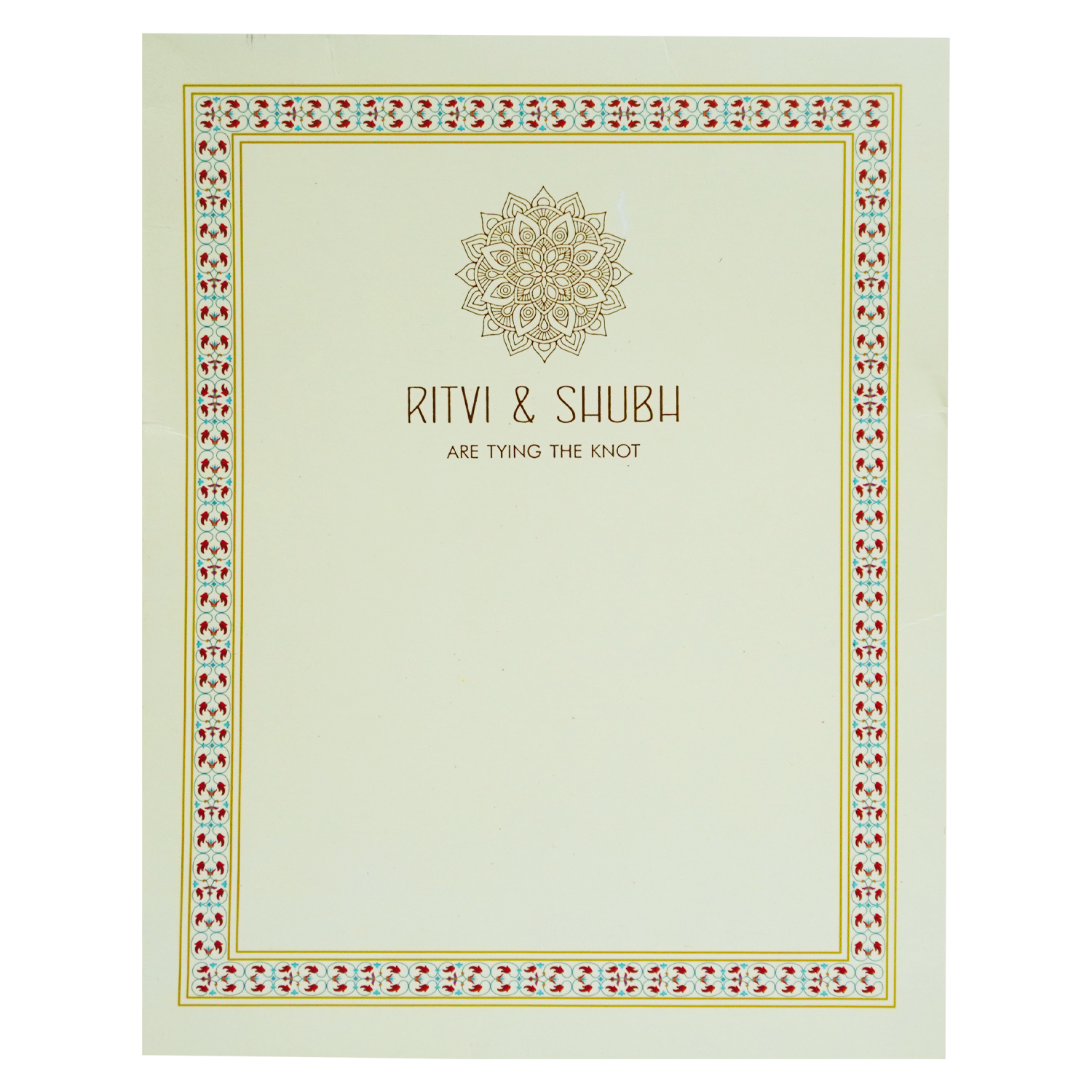 Cream Tracing Sheet Wedding Card-KRC30160