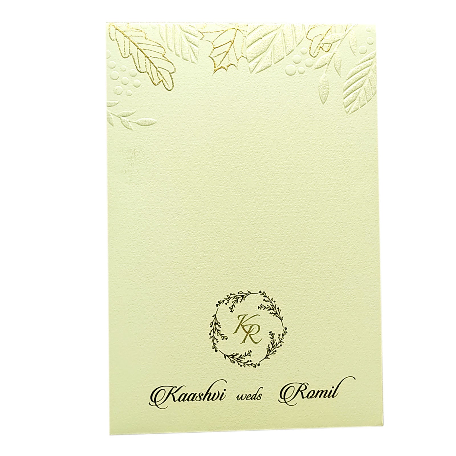 White Embossed Single Sheet Invitation Card-KRCS6133