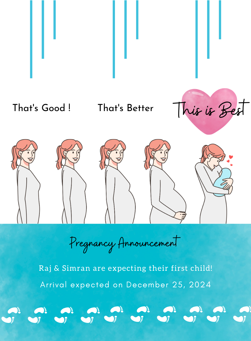 Stage Footstep Pregnancy Announcement Invitation-AAPAI005