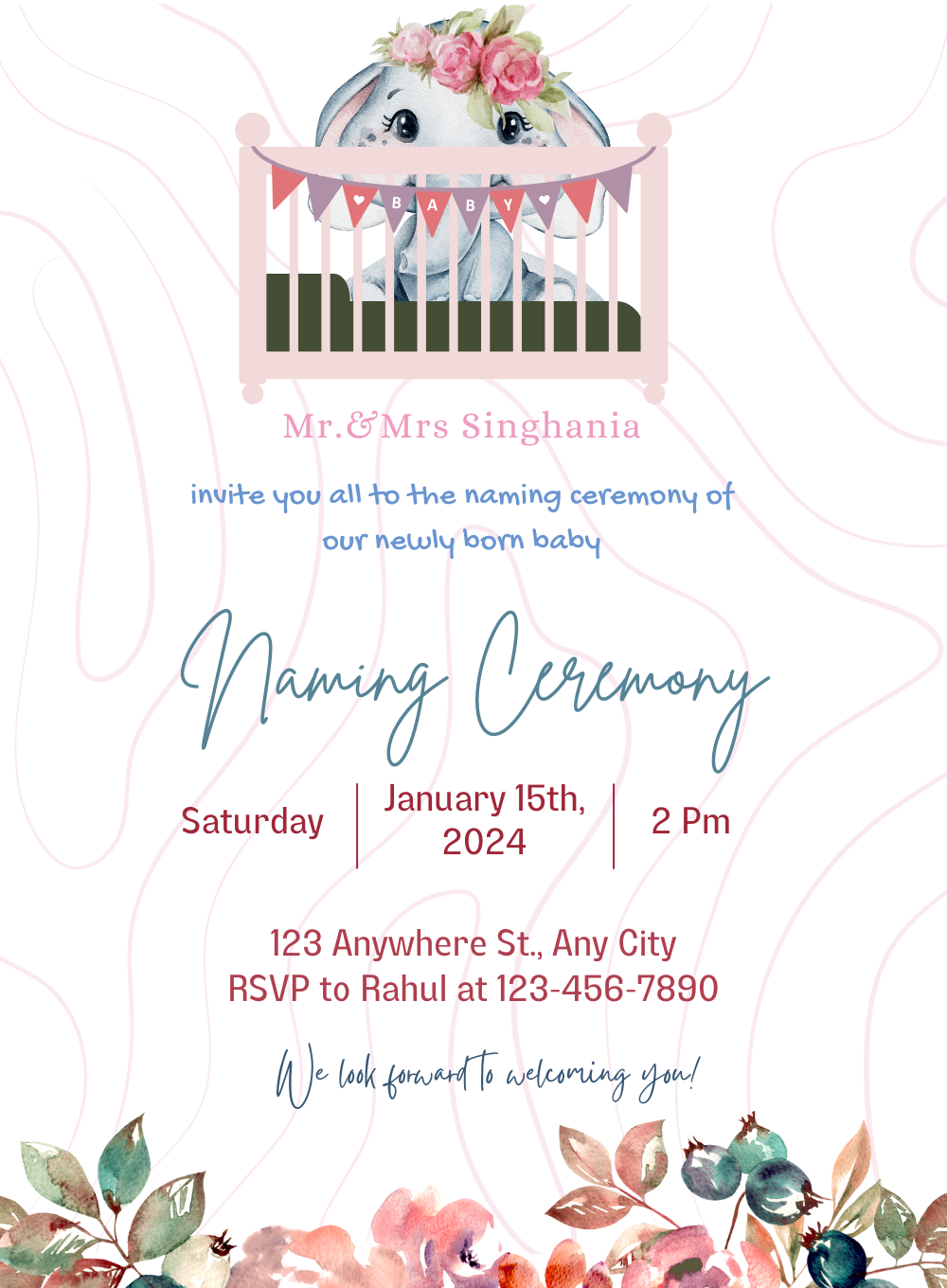 Stripes Cradle Naming Ceremony Invitations-AANCI005