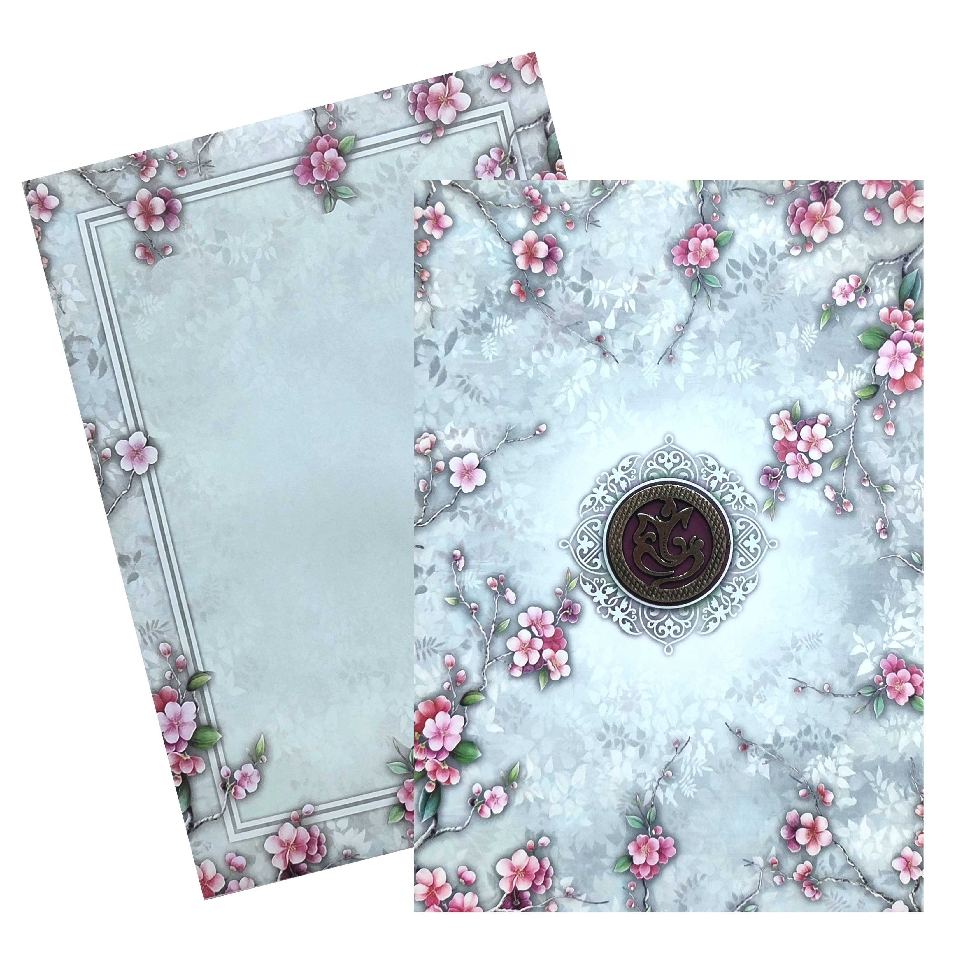 Light Blue Floral Ganesha Invitation Card-KNEP1604