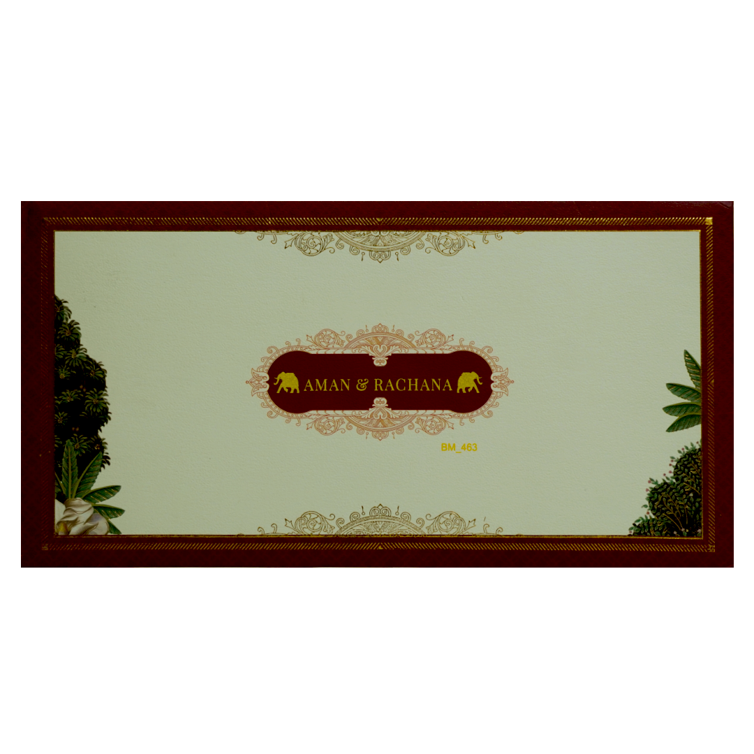 Maroon Elegant Padded Marriage Card-KBM04630