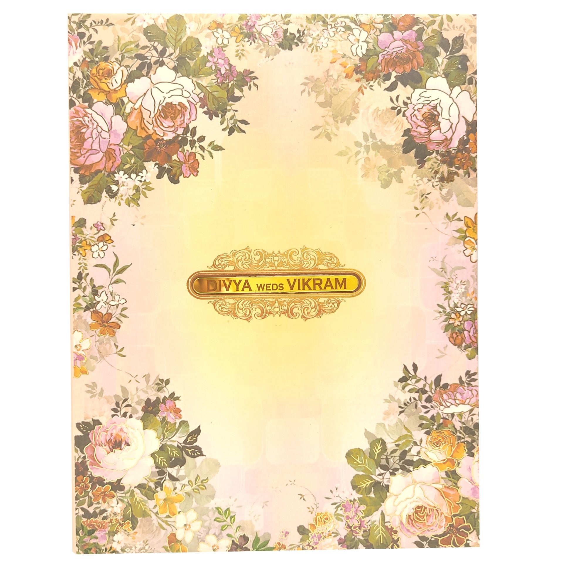 Pink Padded Stiff Board Floral Card In Offset-KNPO1504P
