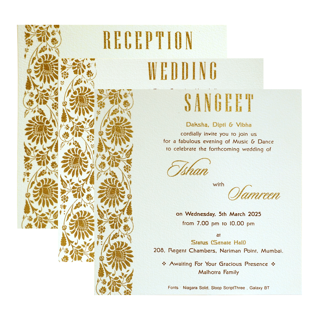 Pearl White Ganesha Wedding Card-KRC30421