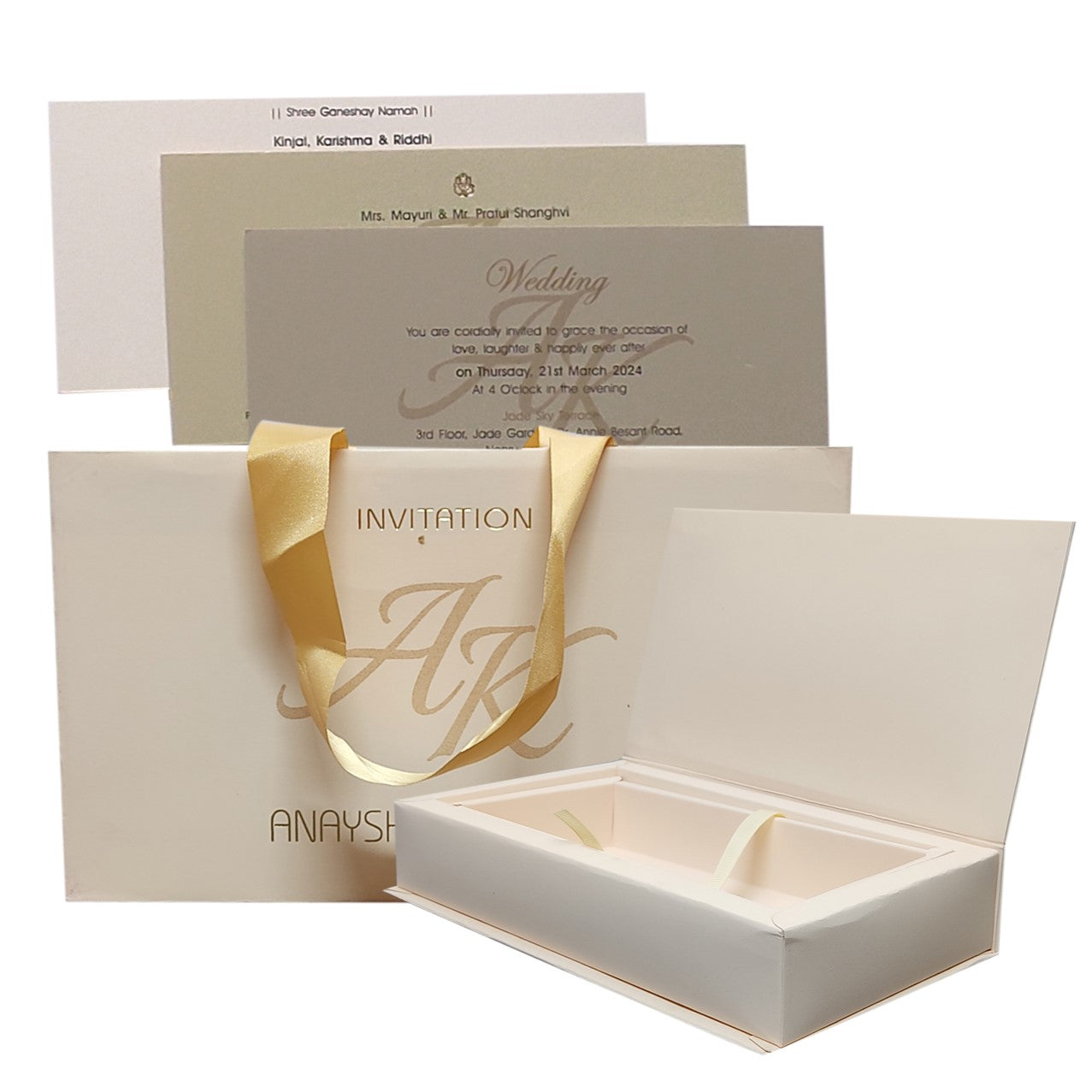 White Floral Sweet Box Invitation Card-King of Cards
