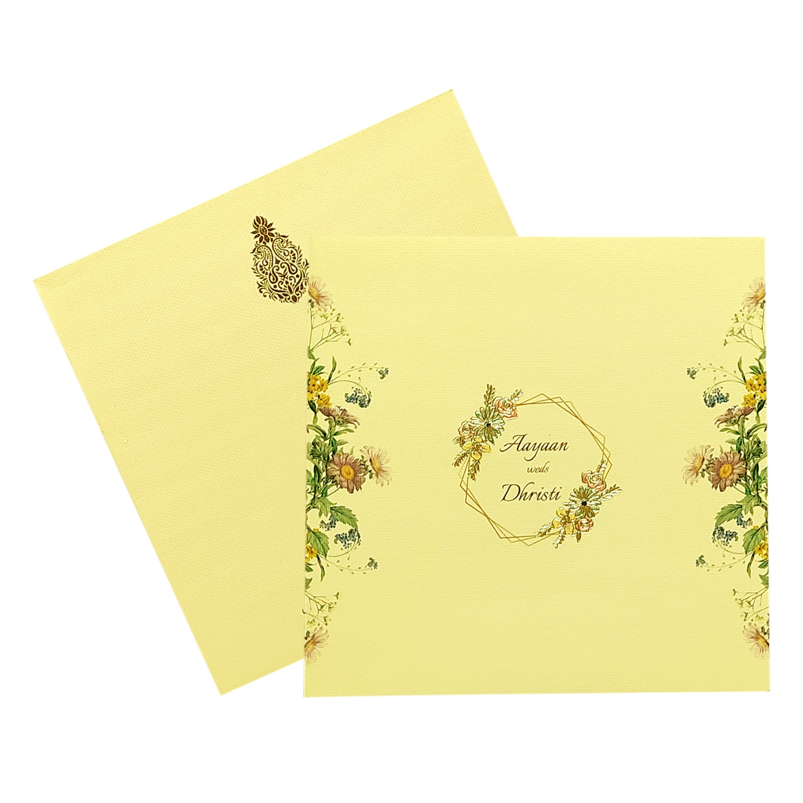 Cream Pink Floral Invitation Card-KRC29411