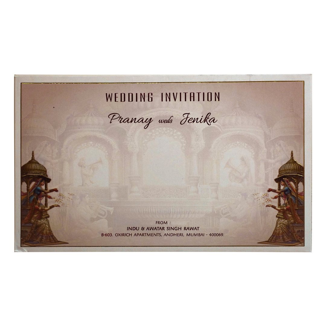 Light Cream Royal Padded Wedding Card-Krc30430