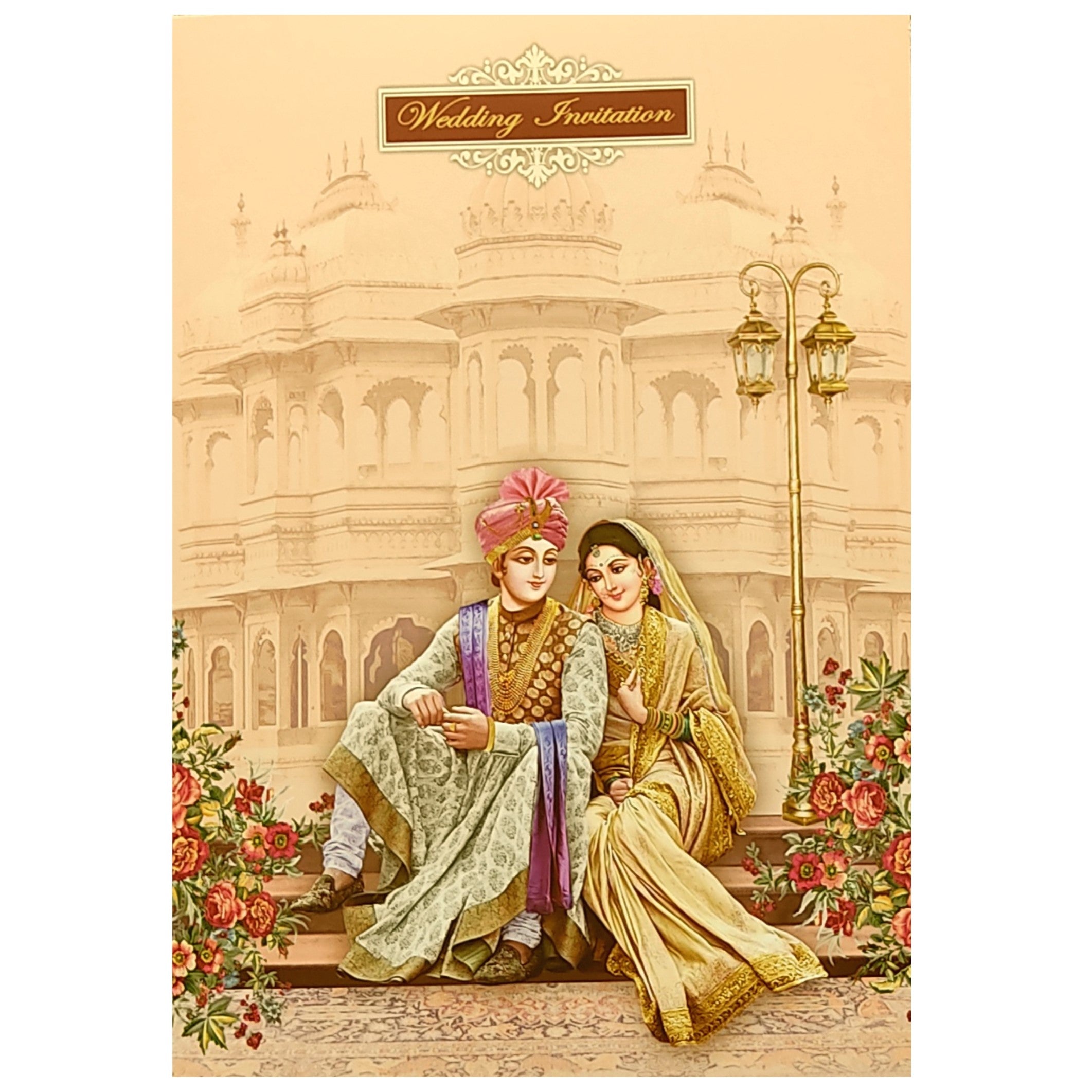 Pink Bride Groom Padded Invitation Card-KNEP1602