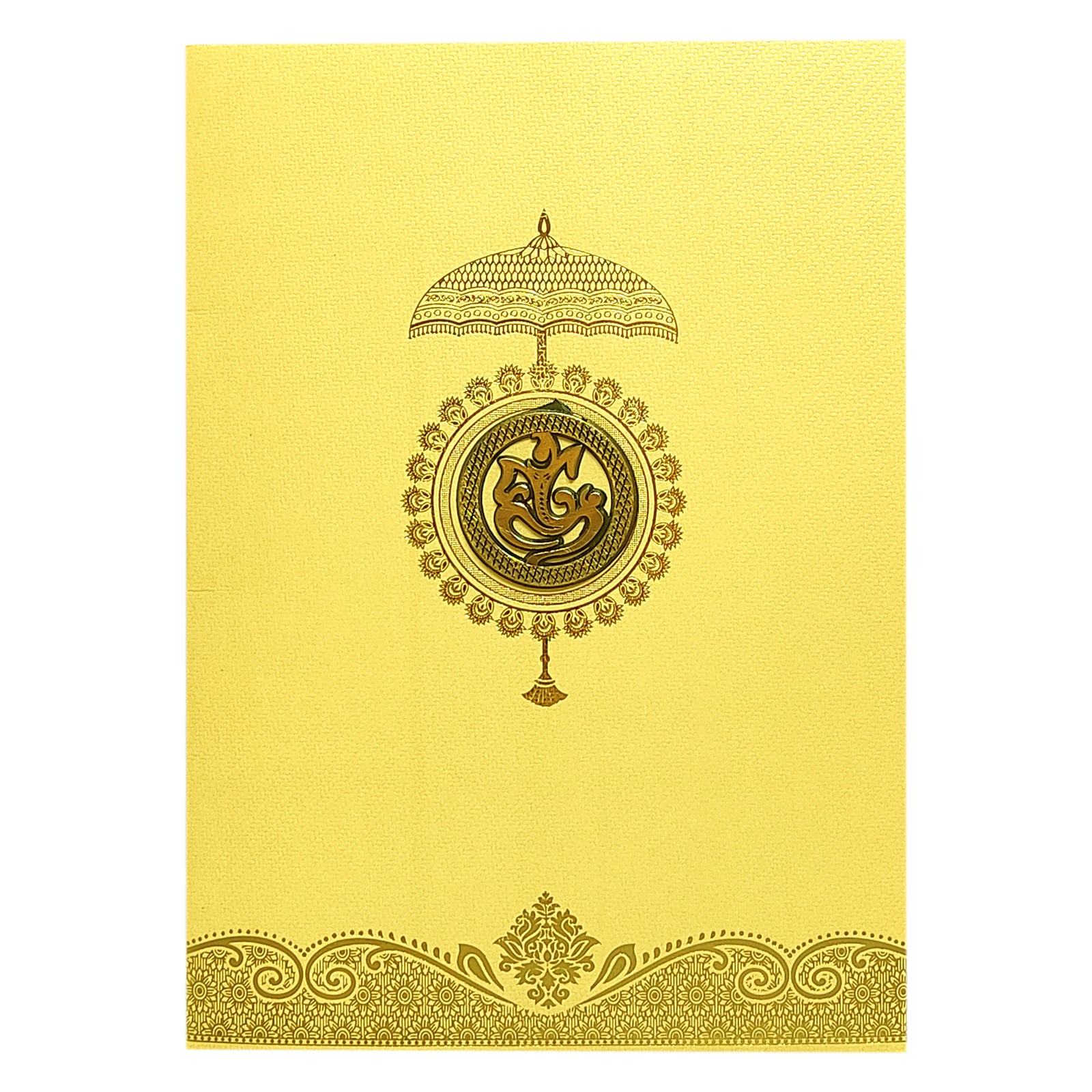 Gold Ganesha Wedding Invitation Card-KNKTG024