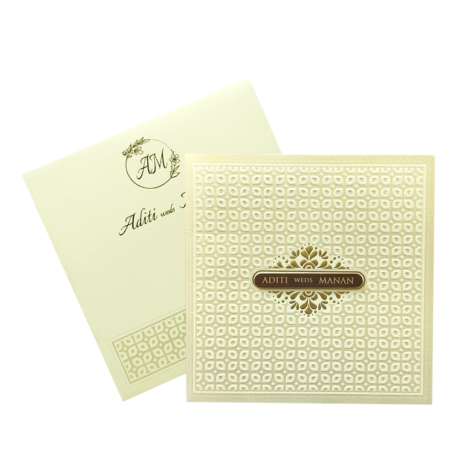 White Nameplate Embossed Invitation Card-KRC29740