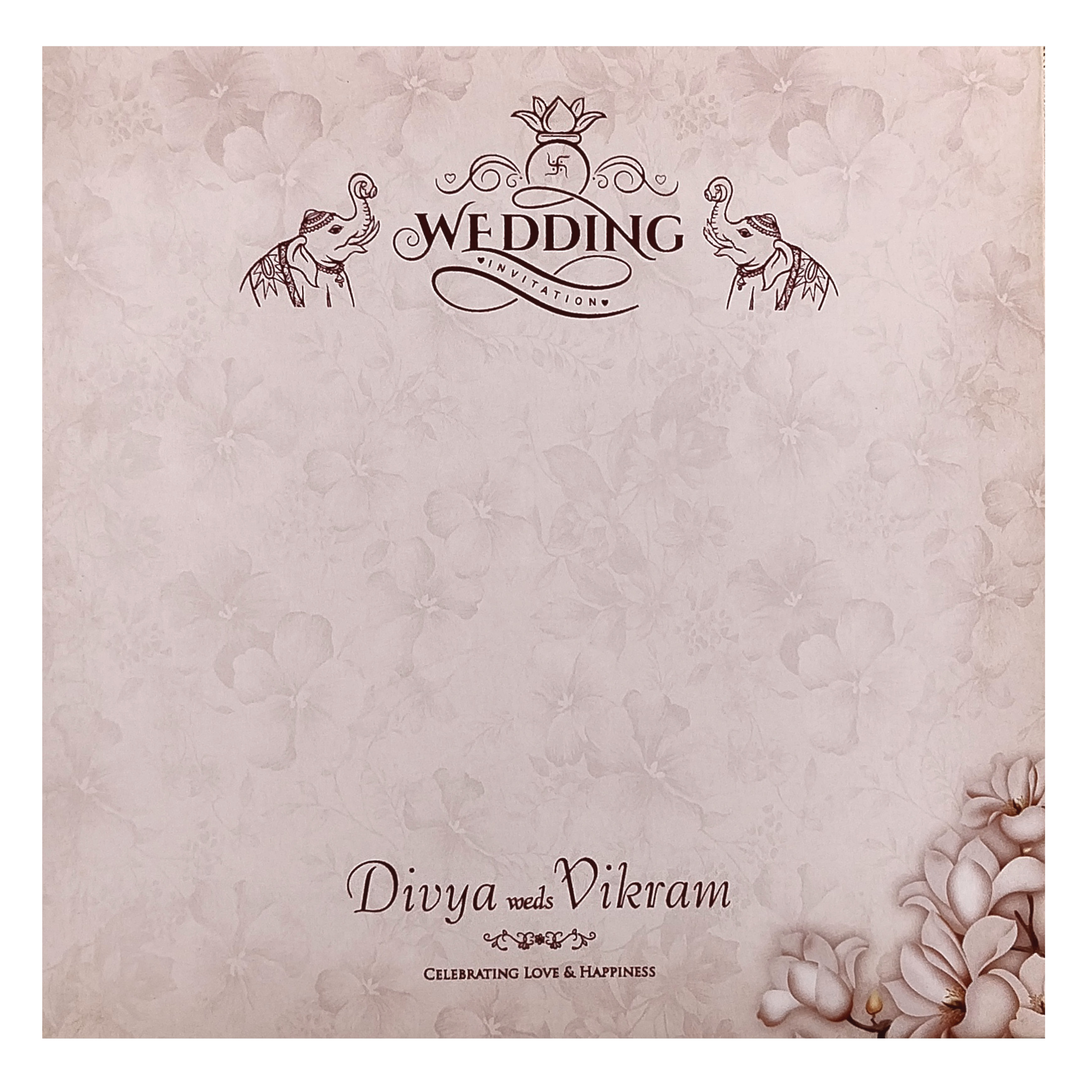 Peach Floral Single Sheet Invitation Card-KNIC7301