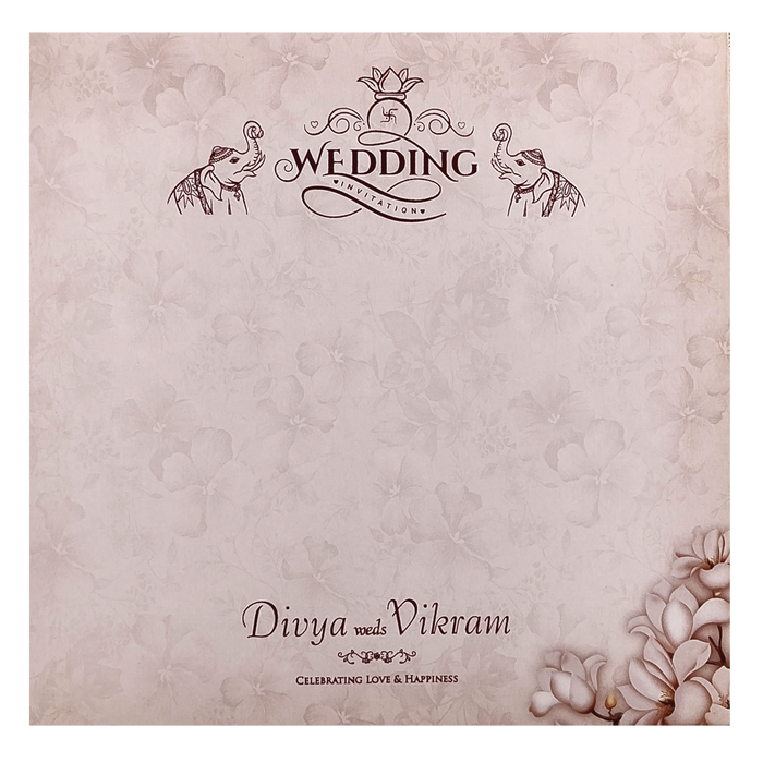 Peach Floral Single Sheet Invitation Card-King of Cards