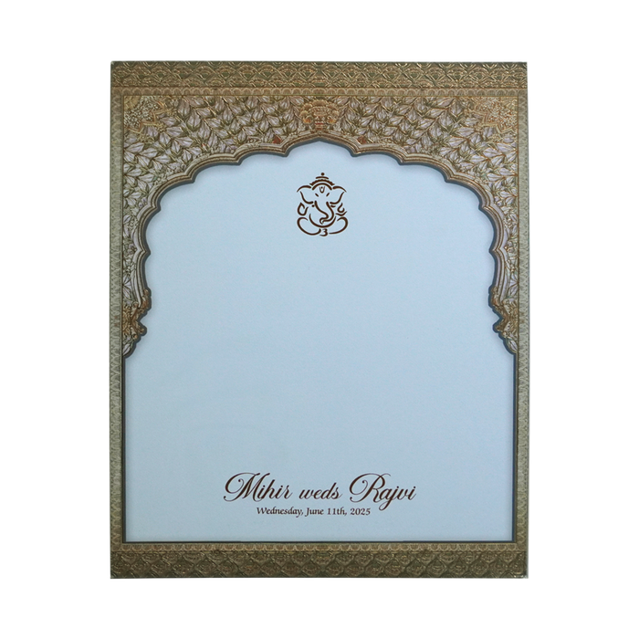 Ocean Blue Laser Cut Premium Wedding Card-King of Cards